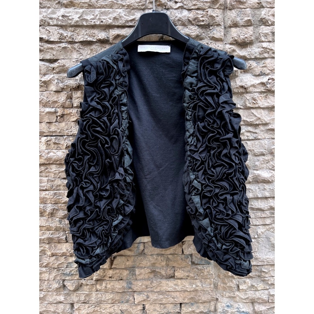 Stella McCartney Black Ruffle Vest Top 40 Made in Italy Avant Garde Runway Goth